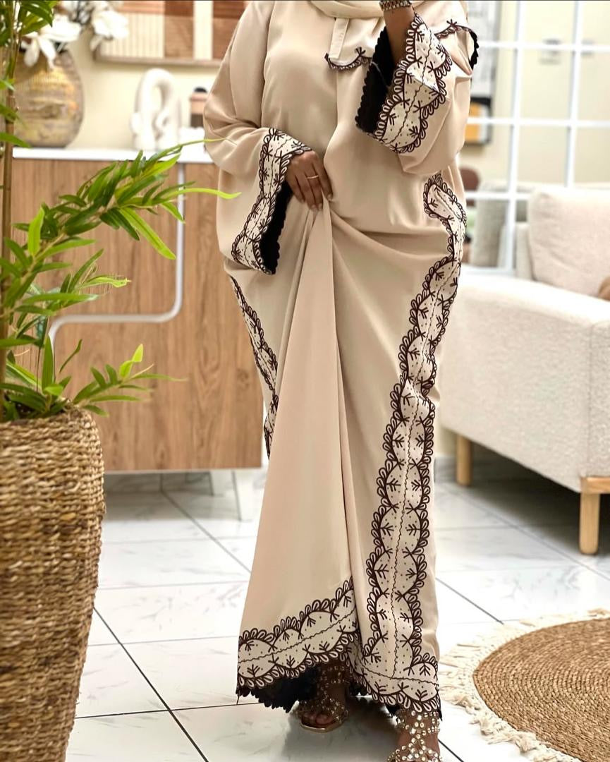 Beige Embroidery Abaya