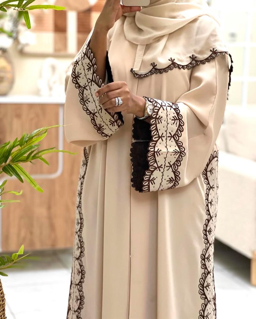 Beige Embroidery Abaya